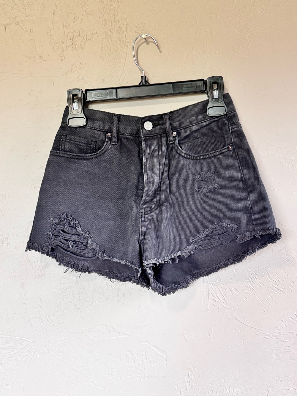 PacSun Vintage High-Rise Distressed Black Denim Shorts